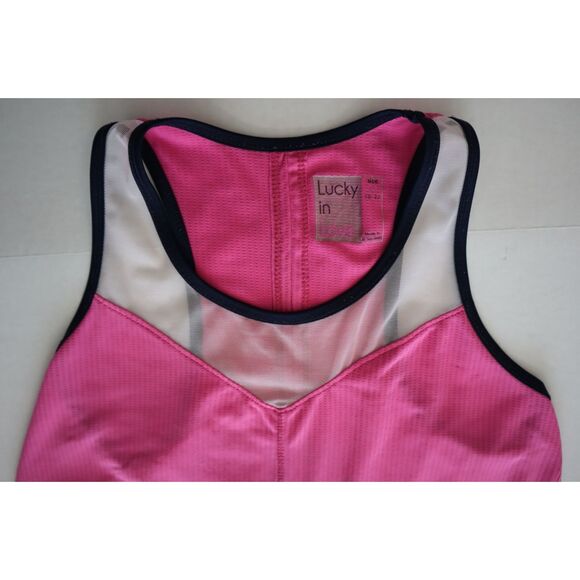 Lucky In Love Womens Sz XS Pink Fly High Tie Back Tennis Pickleball Tank Top - Picture 6 of 9